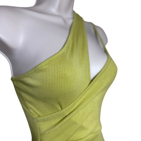 Lulus Just My Type Lime Green Ribbed Asymmetrical One-Shoulder women’s Dress S - Picture 9 of 15